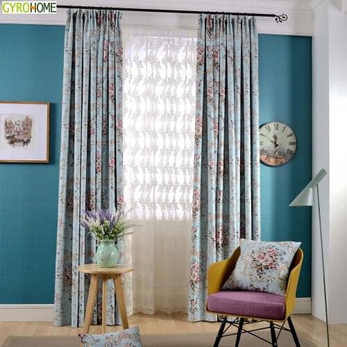 American Pastoral Style Flowers printed Window Door Drapes for Living Room High Shading Bedroom Tulle Curtains