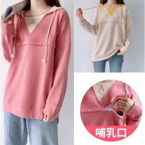 Oversize Mom Autumn maternity Breastfeeding Tops nursing clothes for pregnant women Maternity Hoodie Feeding Maternity clothes