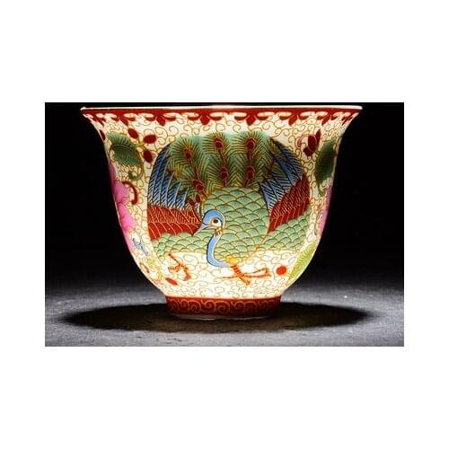 Jingdezhen Tea Cup Ceramic Silk Color Enamel Flower Kung Fu Black Tea Da Hong Pao Teaware Single Cup Tea Ceremony Accessories