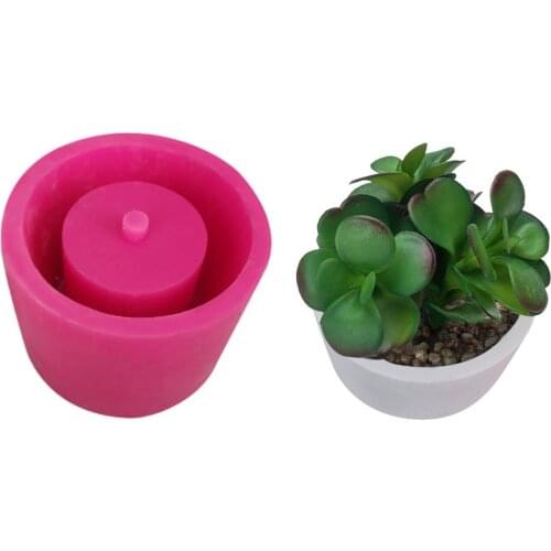Flower Pot Silicone Mold Makers Round Crafts Succulent Plants Manual DIY Planter Bonsai Vase Molds For Home Garden Decoration