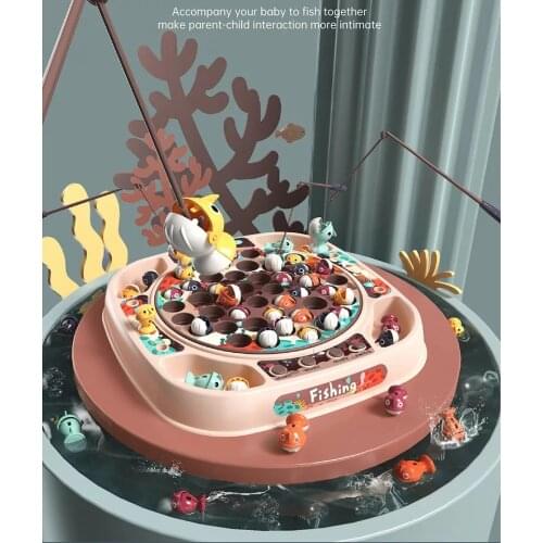 Kids Electric Fishing Toy 2021 Simulation Baby Fishing Toy Musical Rotating Magnetic Fishing Game Developmental Puzzle Brain