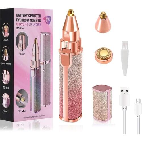 Electric Eyebrow Trimmer -Hair Remover for Women, 2 in 1 USB Charging Eyebrow Razor, Waterproof Painless Gentle Shaver for Wome