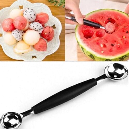 Hot Stalinless Steel Dual Double-end Melon Baller Scoop Fruit Spoon Ice Cream Dessert Sorbet Kitchenware Scoop