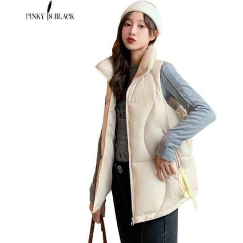 PinkyIsBlack Cotton Women Winter Vest Jacket Thick Short Keep Warm Vest Coat Mandarin Collar Solid Color Winter Women Waistcoat