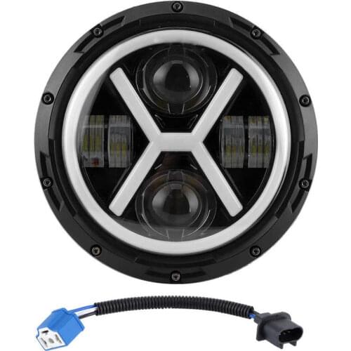 Lamps Auto Styling 7in LED Headlight White Yellow Light Color Bright Round X-Type Fit for Jeep Wrangler bulbs for cars Car