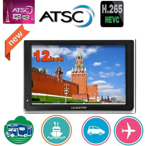 LEADSTAR 12 Inch Atsc T Portable Mini Tv Supports ATSC/H265/Hevc Dolby Ac3 1280*800 TF Card For Home/Car With Car charger Mount