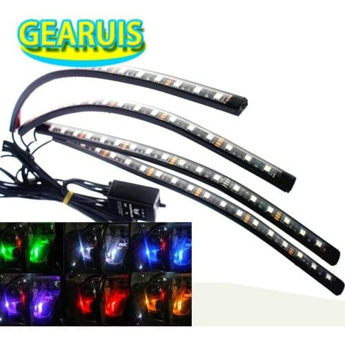 Music Remote Control 33CM 18 SMD 5050 RGB 7 Colors Car Styling Atmosphere Lamp 4 in 1 Car Interior Light LED Strip light 12V