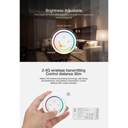 Miboxer Single color/CCT/RGB/RGBW/RGB+CCT LED Controller Kits DC12V 24V Strip Lamp Bulb mini dimmer switch+2.4G Sunrise Remote