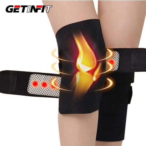 Getinfit 1 Pair Knee Brace Support Pads Adjustable Tourmaline self-heating magnetic therapy Knee Protective Belt Massager