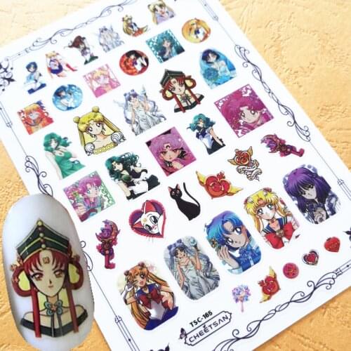 Newest TSC 165 design 3d nail sticker back glue nail decals Japan type DIY decoration tools