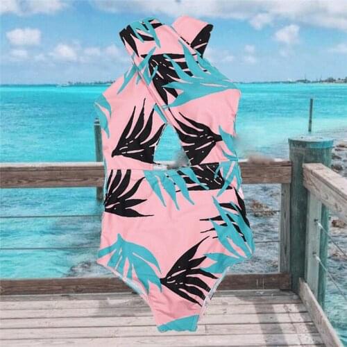 2019 New Style Fashion Hot Women Print One-piece Swimsuit Hollow Out Swimwear Push Up Bathing Suit Bikini Beachwear