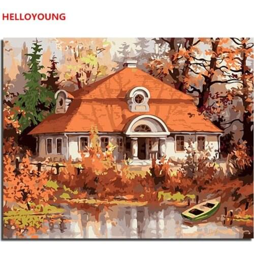 Lake scenery Handpainted Oil Painting Jesus Shepherd Digital Painting by numbers oil paintings chinese scroll paintings