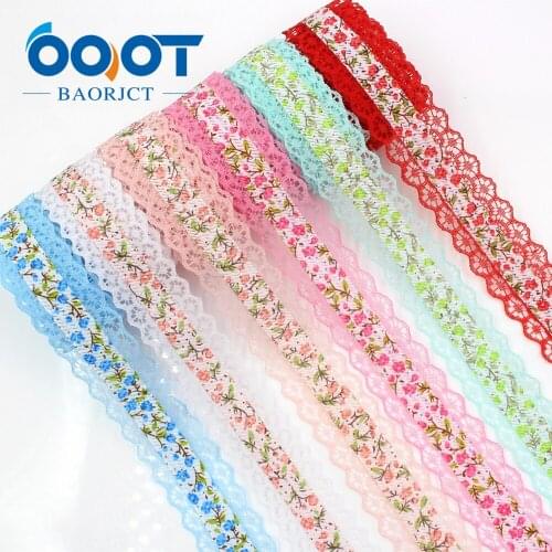 About 1 inch wide 10 yards Lace flower printed ribbon,DIY Hair Bow Wedding Festival Home Party Birthday Decorations Gift Packing