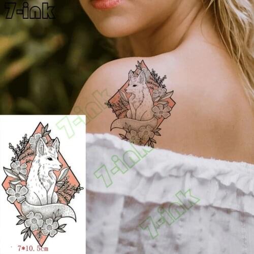Tattoo Sticker arctic fox Plum blossom flower Branches Waterproof Temporary Arm Hand Body Art Flash Fake Tatoo for man woman kid