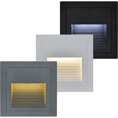 Thrisdar 3W Waterproof LED Stair Step Light 86X86mm Outdoor LED Footlight Embedded Wall Corner Lamp IP65 Floor Buried lamp