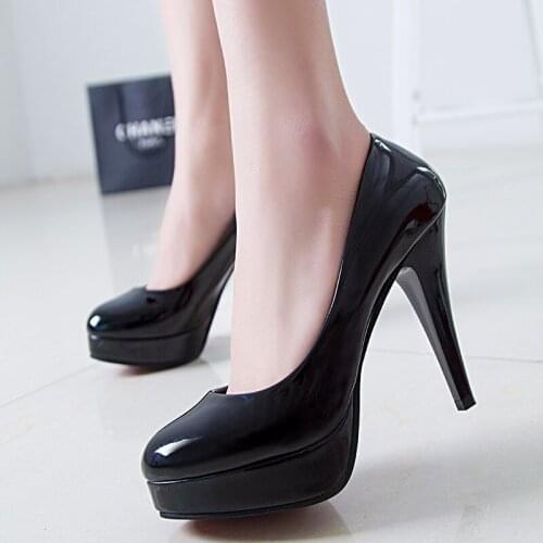 Round Toe Fashion Women Platform Pumps Working Female Office High Heels Shoes Large Size OL Shoes for Womens