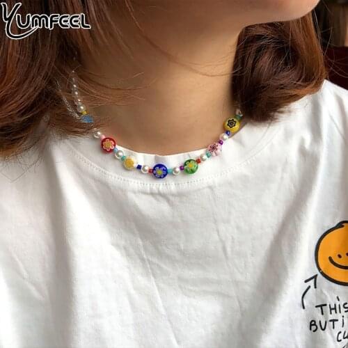 Yumfeel Brand New Bohemian Style Pearl Flower Necklaces Women Jewelry Gifts Munaro