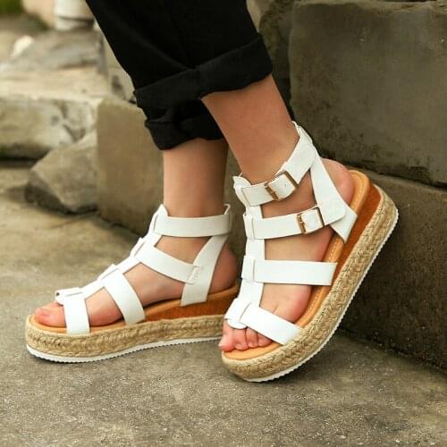 Summer sandals women platform shoes wedges high heels sandalias mujer 2020 leisure female beach sandals buckle plus size 5-11