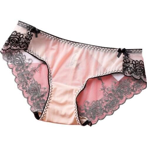 Womens Pantie Sexy Lace Knicker High Elastic Embroidery Yarn Underpants Underwear Transparent Mesh Sexy Briefs Трусы Женские