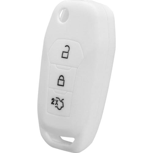 1PC Silicone Key Case for Ford Mondeo Folding Silicone 3 Buttons Key Cover White