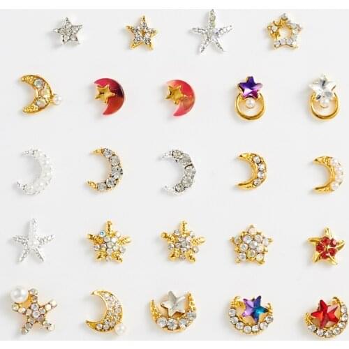 100Pcs Luxury Nail Crystal Crescent Moon/Stars Diamond Gems Stones For DIY Nail Art Work Design Decoration Craft Jewelry Making
