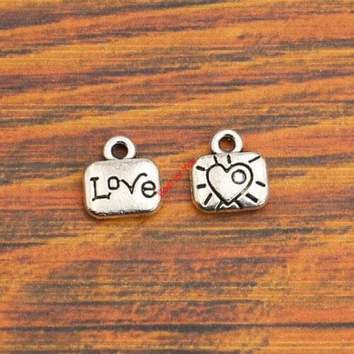 20pcs Love Heart Charm Pendant fit Bracelet Necklace Tibetan Silver Plated Jewelry DIY Making Accessories 11x10mm