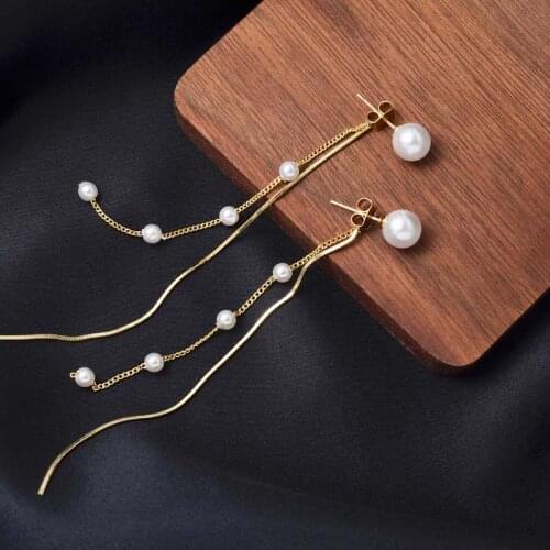 2021 New Trend Designer Pearl Tassel Earrings Womens Fashion Long Earrings White Pearl Dangle Earrings Wedding Inspired Jewelry