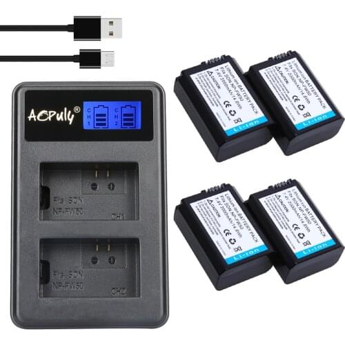4pc NP-FW50 batteria NP FW50 npfw50 Battery + Dual Charger For SONY NEX 5T 5R 5TL 5N 5C 5CK A7R A7 F3 3N 3CA55 A37 A5000 Camera