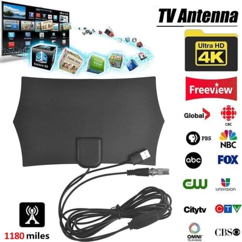 4K Digital HDTV Aerial Indoor Amplified Antenna 1180 Miles Range with HD1080P DVB-T2 Freeview TV for Life Local Channels Broadca