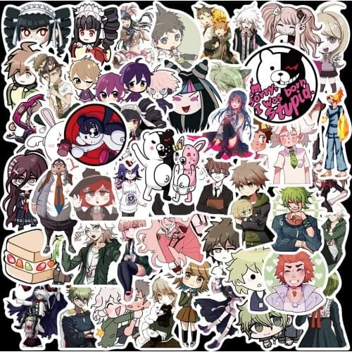 50PCS Mixed Danganronpa Game Stickers Graffiti DIY Snowboard Kid Toys Laptop Luggage Fridge Car Helmet Decals Sticker Waterproof