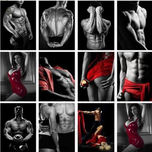 5D Diamond Painting Sexy Art Men And Women Diamond Embroidery Perfect Abs Cross Stitch Kit Character Mosaic Home Decoration Gift