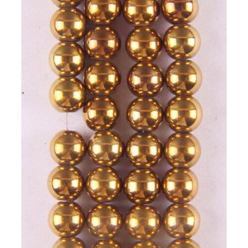8MM Gold Magnetic Hematite Round Loose Beads Strand 16 Inch Jewelry Making B103