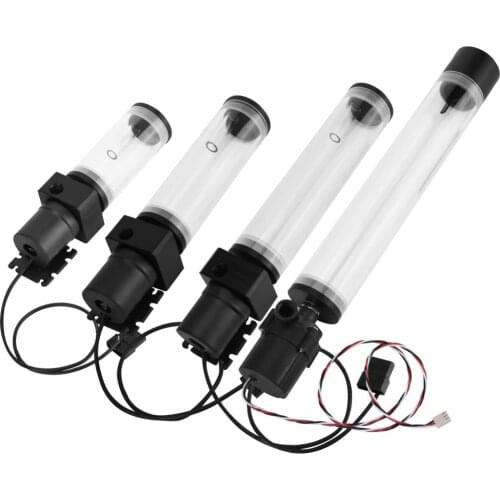 Acrylic Cylinder Water Cooling Tank Reservoir 800L/H Water Pump G/4 Thread for Computer Liquid Cooler System 100/160/210/300mm