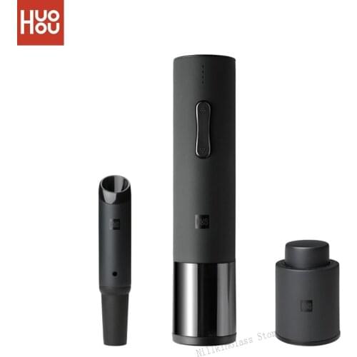 Huohou Automatic Red Wine Bottle Opener set Electric Corkscrew vacuo red wine stopper wine decanter best gifts