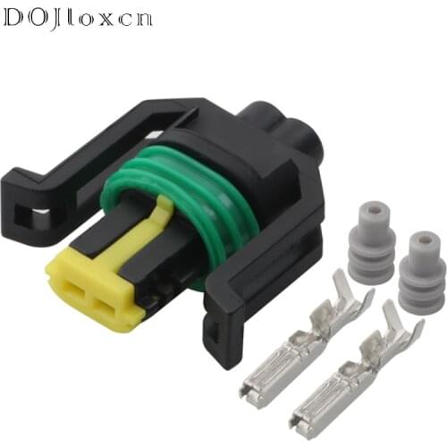 1/5/10/20/50/Sets 2 Pin Automobile Fuel Injector Black Socket Waterproof Wiring Female Connector Sheath DJ7027YA-1.5-21