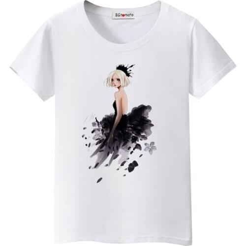 BGtomato beautiful girl painting tshirt new style fashion tops cool women clothes 2020 creative t-shirt harajuku haut femme