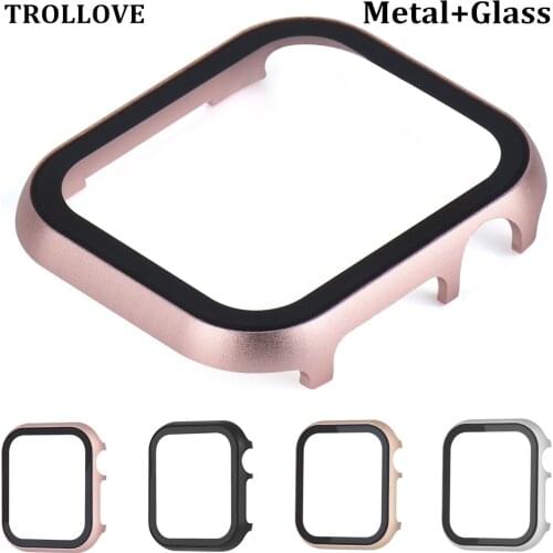 Watch Cover Case For Apple Watch Series 4 3 2 1 42mm 38mm 40mm 44mm Metal+Tempered Glass Screen Protector for iWatch 4 44mm