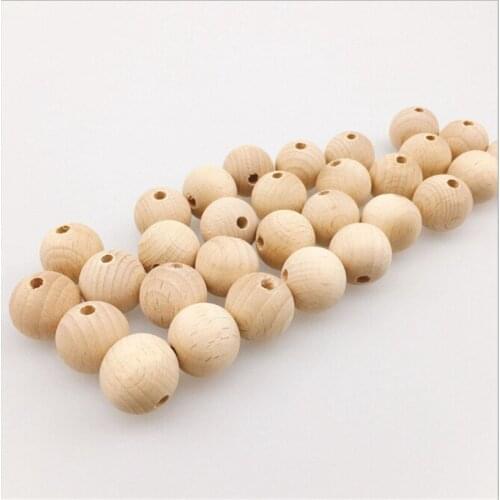 Wooden Beads Teething Beads Chewable 10-150PCS Round Wood Teether Beads For Baby Care Toys Beads Wooden Teething Beads For Baby