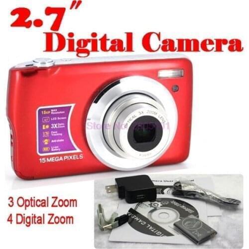 By dhl or ems 10 pieces HD Digital Camera 15MP 2.7 Inch LCD 3X Digital Zoom Optics Digital Camera