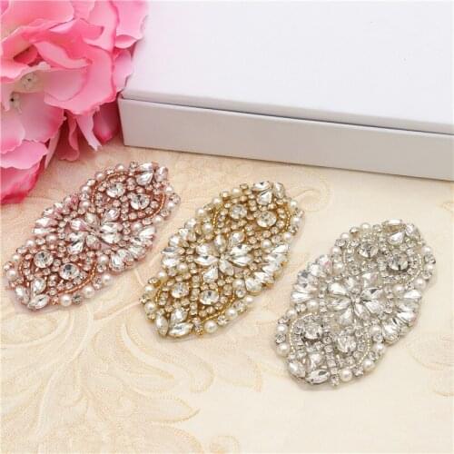 YANSTAR Hand Bridal Sash Rhinestone Applique Crystal Sewing On Wedding Dress Belt Rhinestone Applique Accessory YS865