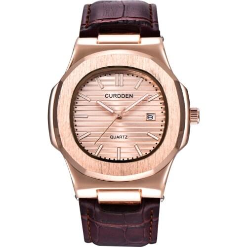 Famous Luxury Brand Watches Men Leather Calendar Quzrtz Wristwatches Men Business Gifts Watch Montre Homme de Marque With Box