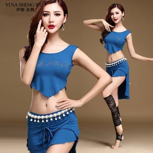 Belly Dance Costume Practice Set Indian Oriental Dance Sexy Vest Modal Top+Skirt Belly Dancing Wear Professional Practice Wear