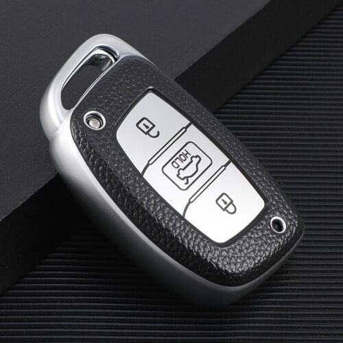 Leather Grain TPU Car Key Fob Full Cover Case Skin Bag Shell Holder For Hyundai IX25 IX35 ELANTRA Verna Sonata TUCSON