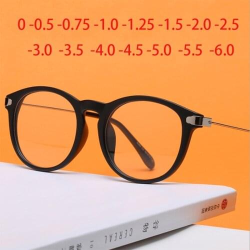 Round Finished Myopia Glasses Women Men Cat Eye Nearsighted Eyewear Student Glasses with Diopters Minus -1.0 -1.5 -2.5 To -6