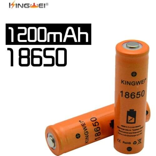 KingWei Orange 1200mAh 18650 3.7v Battery Li-ion Rechargeable Lithium Battery For LED FlashlightHigh Quality Battery