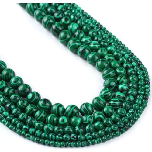 Malachite Beads Impression Jasper, Gemstone Smooth Round Beads, Sizes 4mm 6mm 8mm 10mm 12mm, Full Strand
