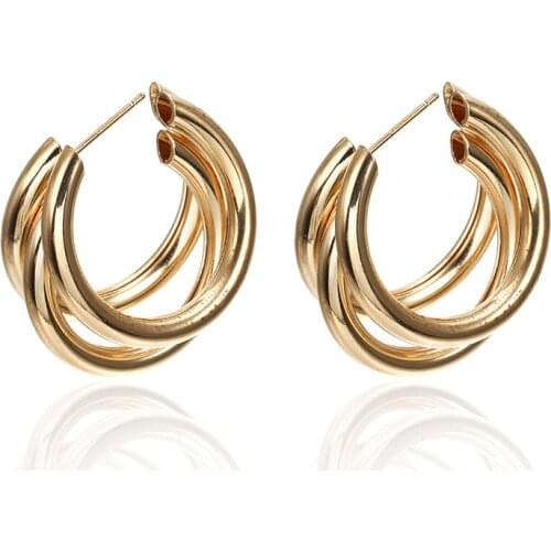 Fashion Earrings Cold Wind C-Shaped Multilayer Small Earrings Wild Geometric Metal Texture Earrings Party Friends Wedding Gift