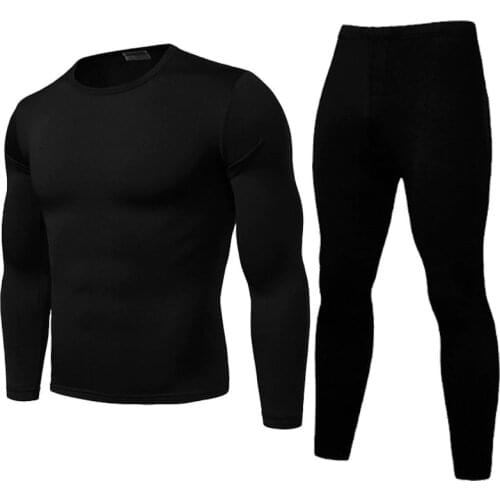 Hot Sale Men Winter Warm Velvet Inner Wear Thermal Underwear Long Johns Pajama Set Male Solid Warm Winter Long Underwear Set