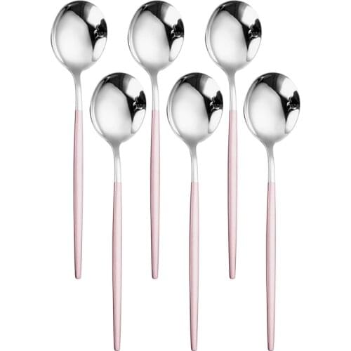 Pink Silverware Tableware Set 6 Piece/sets Cutlery Tableware Set Stainless Steel Dining Knife Fork Spoon Dinnerware Set Cutlery