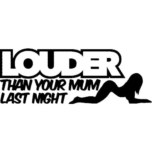 Fun LOUDER THAN YOUR MUM LAST NIGHT Car Window Sticker Decal Black Silver Vinyl Good Quality Waterproof Sun Protection Anti-UV